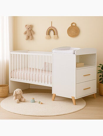 Letto combinato trasformabile da 120x60 a 90x190 in legno - BABYPRICE