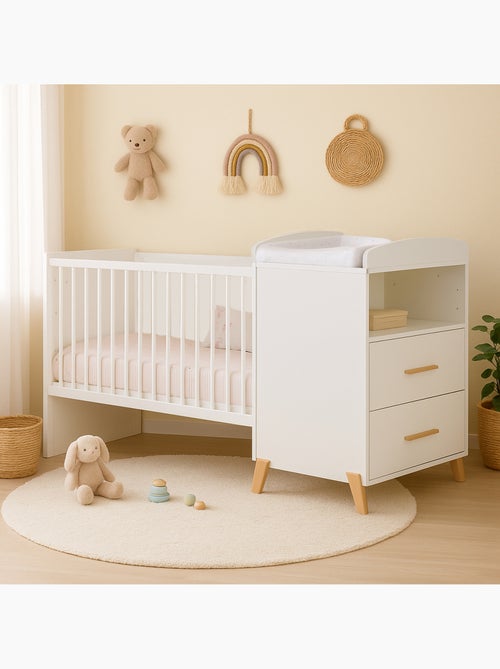 Letto combinato trasformabile da 120x60 a 90x190 in legno - BABYPRICE - Kiabi Letto combinato trasformabile da 120x60 a 90x190 in legno - BABYPRICE - Kiabi