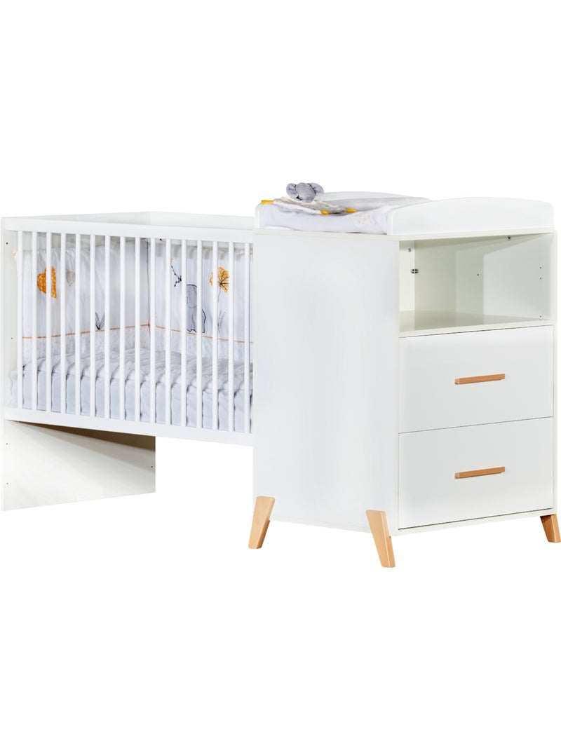 Letto combinato trasformabile da 120x60 a 90x190 in legno - BABYPRICE Bianco Marrone - Kiabi