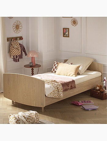 Letto junior 190x90 cm con rete e materasso inclusi - finitura in legno rovere - SAUTHON