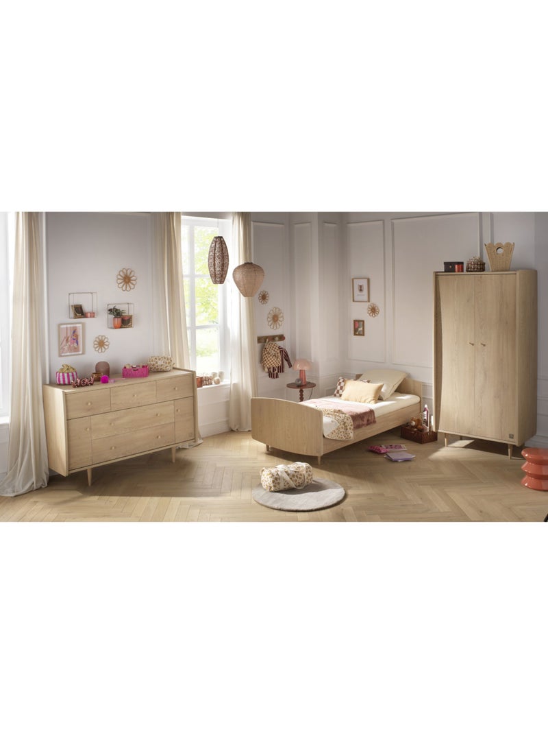 Letto junior 190x90 cm con rete e materasso inclusi - finitura in legno rovere - SAUTHON Marrone - Kiabi