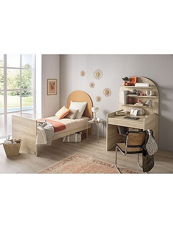 Letto Junior 90x190 - decoro in legno rovere seppia - testata ad - SAUTHON
