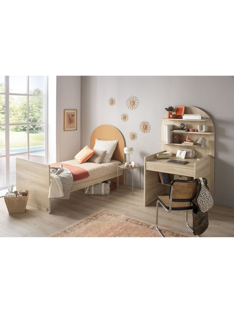 Letto Junior 90x190 - decoro in legno rovere seppia - testata ad - SAUTHON Marrone caramello - Kiabi