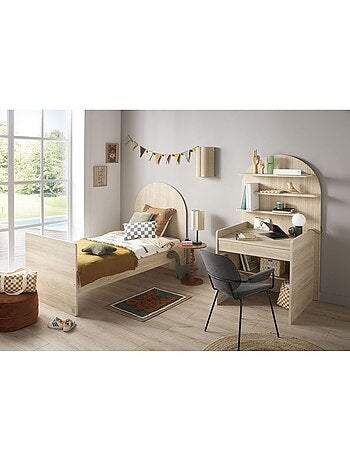 Letto Junior 90x190 - decoro in legno rovere seppia - testata ad - SAUTHON