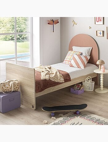 Letto Junior 90x190 - decoro in legno rovere seppia - testata ad - SAUTHON