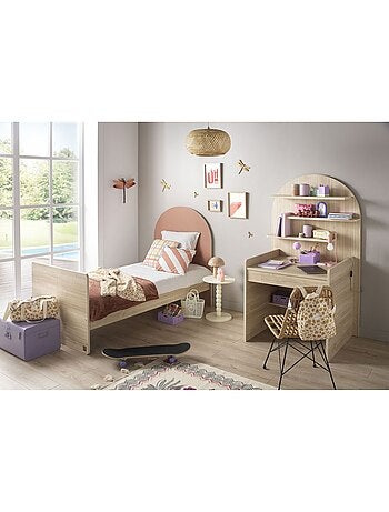 Letto Junior 90x190 - decoro in legno rovere seppia - testata ad - SAUTHON