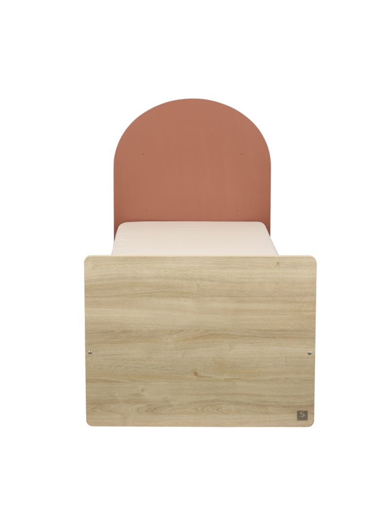 Letto Junior 90x190 - decoro in legno rovere seppia - testata ad - SAUTHON Rosso - Kiabi