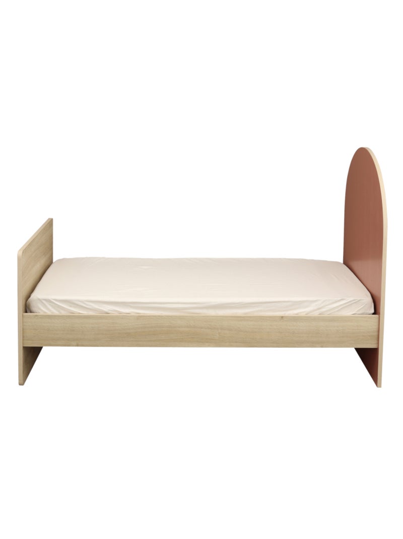 Letto Junior 90x190 - decoro in legno rovere seppia - testata ad - SAUTHON Rosso - Kiabi