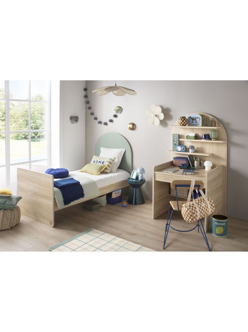Letto Junior 90x190 - decoro in legno rovere seppia - testata ad - SAUTHON Verde - Kiabi