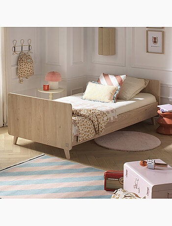 Letto junior 90x190 con rete e materasso - decorazione in legno di rovere - SAUTHON