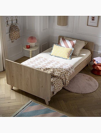 Letto junior 90x190 con rete e materasso - decorazione in legno di rovere - SAUTHON