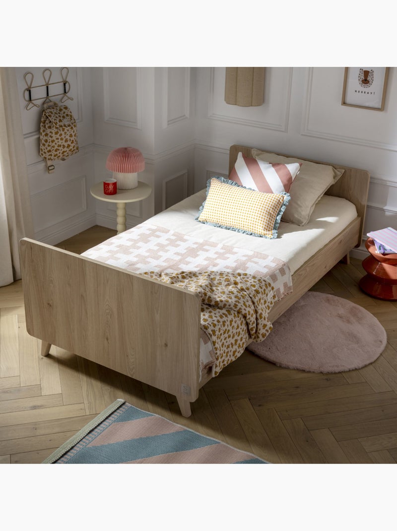 Letto junior 90x190 con rete e materasso - decorazione in legno di rovere - SAUTHON Marrone - Kiabi