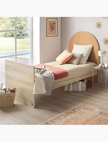 Letto junior 90x190 con rete e materasso - finitura rovere seppia - testiera ad - SAUTHON