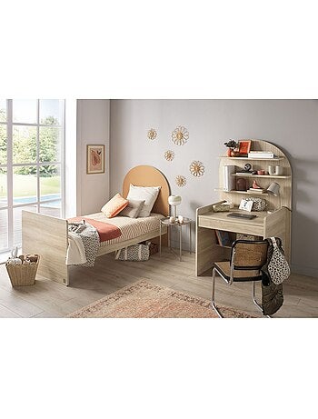 Letto junior 90x190 con rete e materasso - finitura rovere seppia - testiera ad - SAUTHON