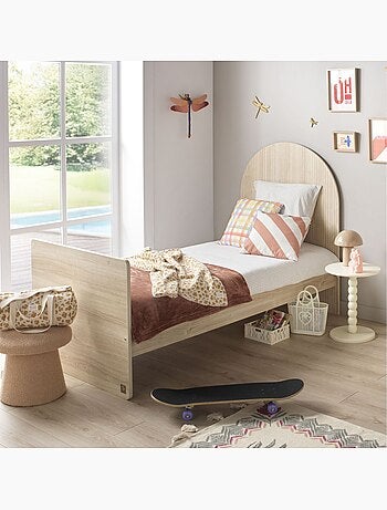 Letto junior 90x190 con rete e materasso - finitura rovere seppia - testiera ad - SAUTHON
