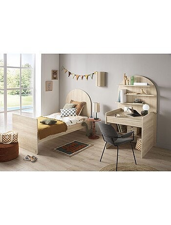 Letto junior 90x190 con rete e materasso - finitura rovere seppia - testiera ad - SAUTHON