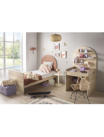 Letto junior 90x190 con rete e materasso - finitura rovere seppia - testiera ad - SAUTHON