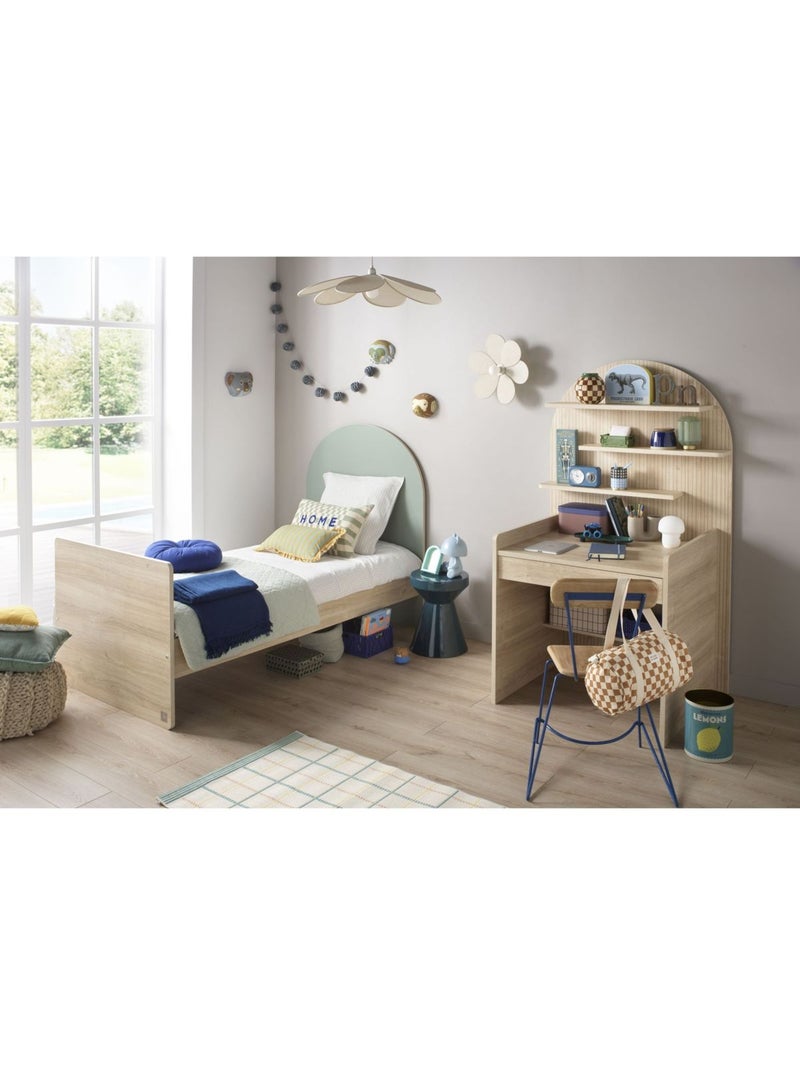Letto junior 90x190 con rete e materasso - finitura rovere seppia - testiera ad - SAUTHON Verde - Kiabi