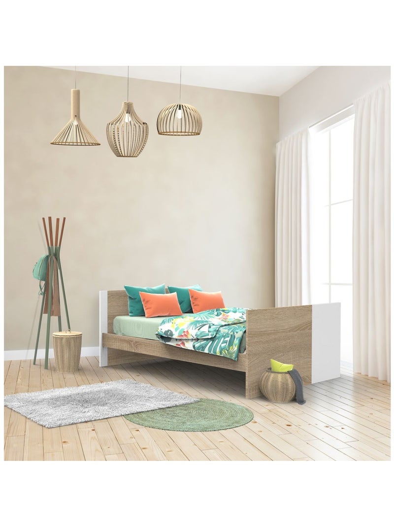 Letto per bambini 140x70cm trasformabile in letto junior 90x200cm in pannelli effetto - SAUTHON Bianco - Kiabi