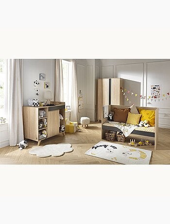 Letto per bambini 140x70cm trasformabile in letto junior 90x200cm in pannelli effetto - SAUTHON