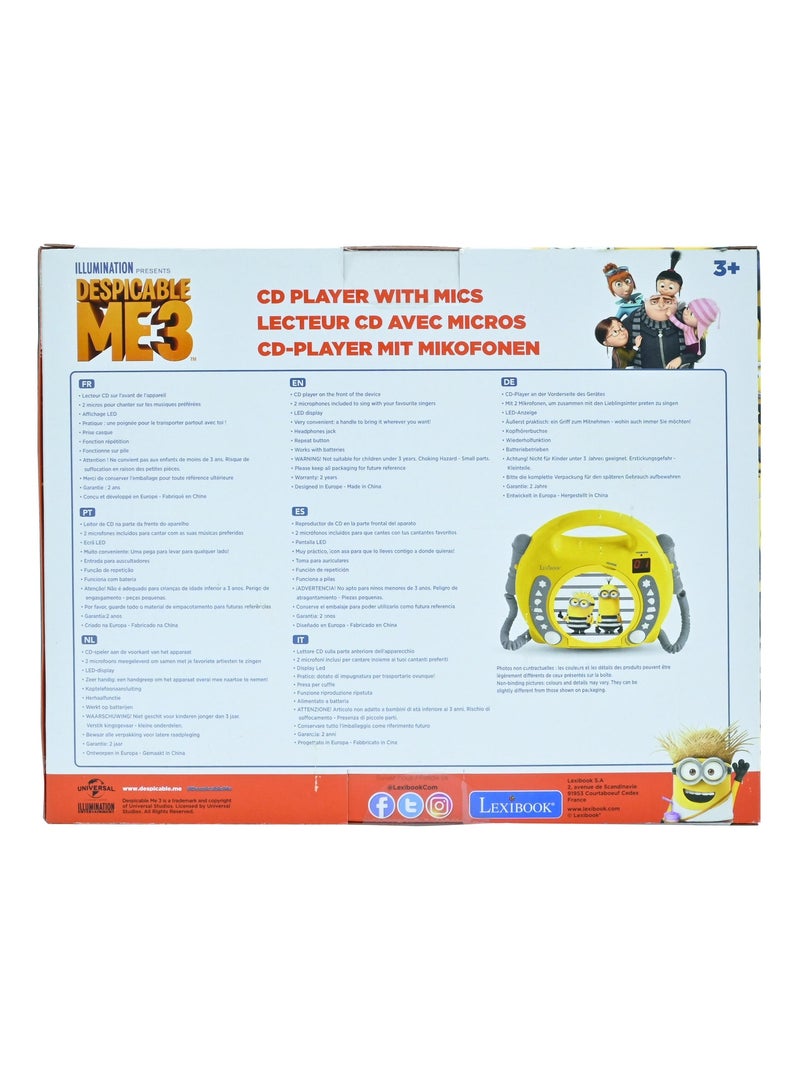 Lettore CD portatile dei Minions con 2 microfoni Sing Along Giallo - Kiabi
