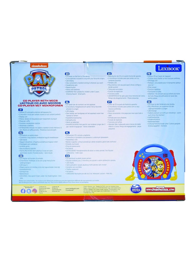 Lettore CD portatile Paw Patrol con 2 microfoni Sing Along Blu - Kiabi