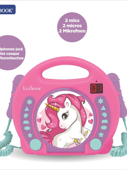 Lettore CD portatile Unicorn con 2 microfoni Sing Along - Kiabi