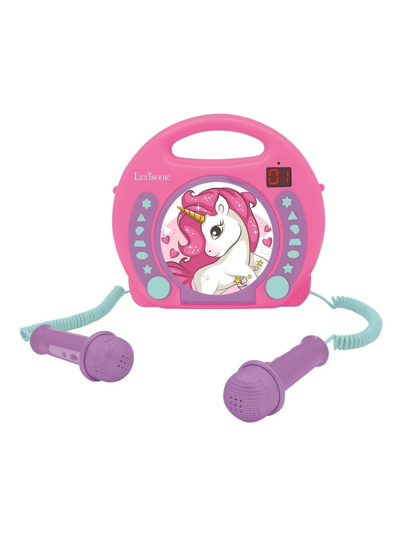 Lettore CD portatile Unicorn con 2 microfoni Sing Along Rosa - Kiabi