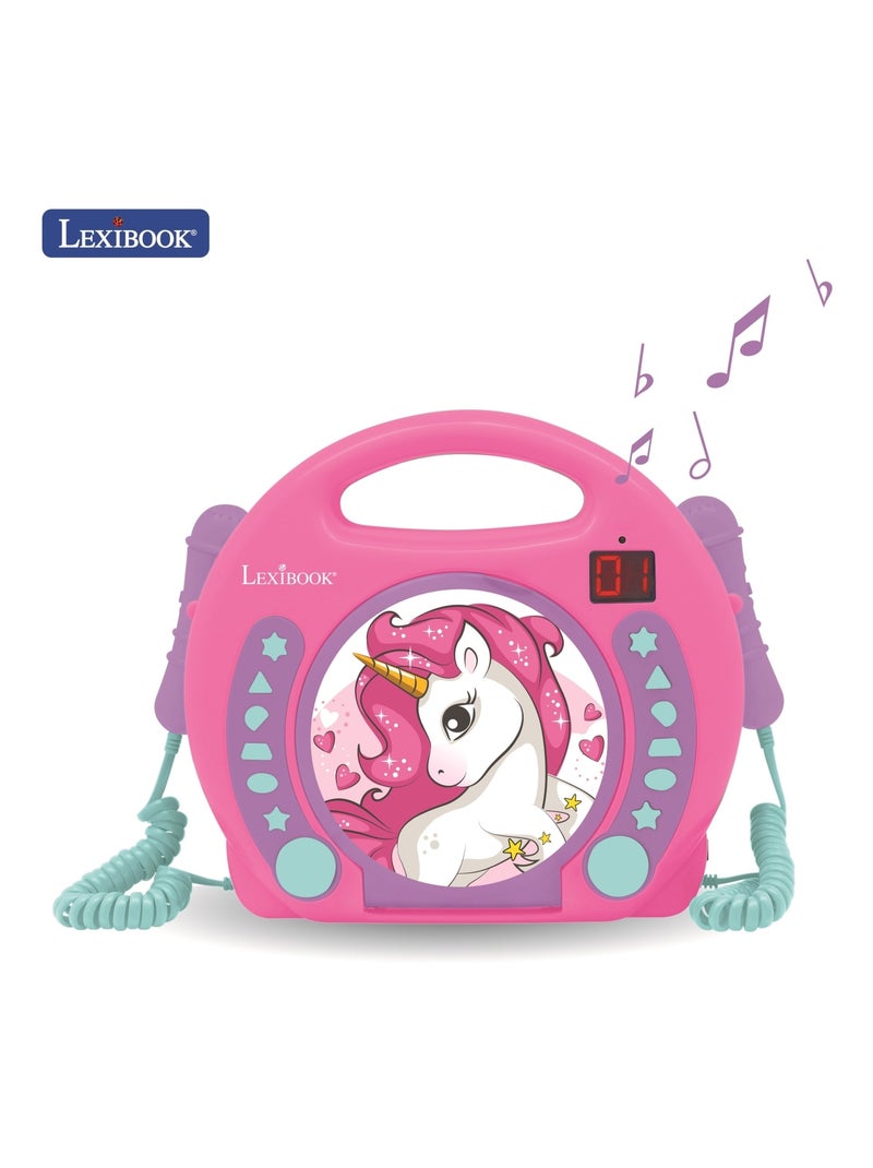 Lettore CD portatile Unicorn con 2 microfoni Sing Along Rosa - Kiabi