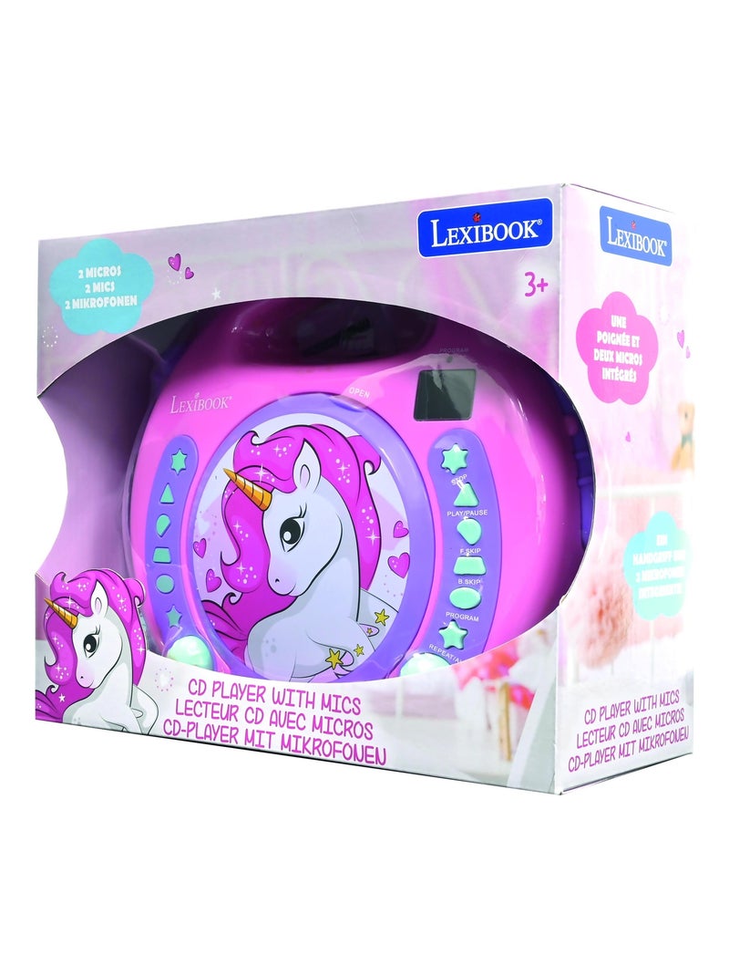 Lettore CD portatile Unicorn con 2 microfoni Sing Along Rosa - Kiabi