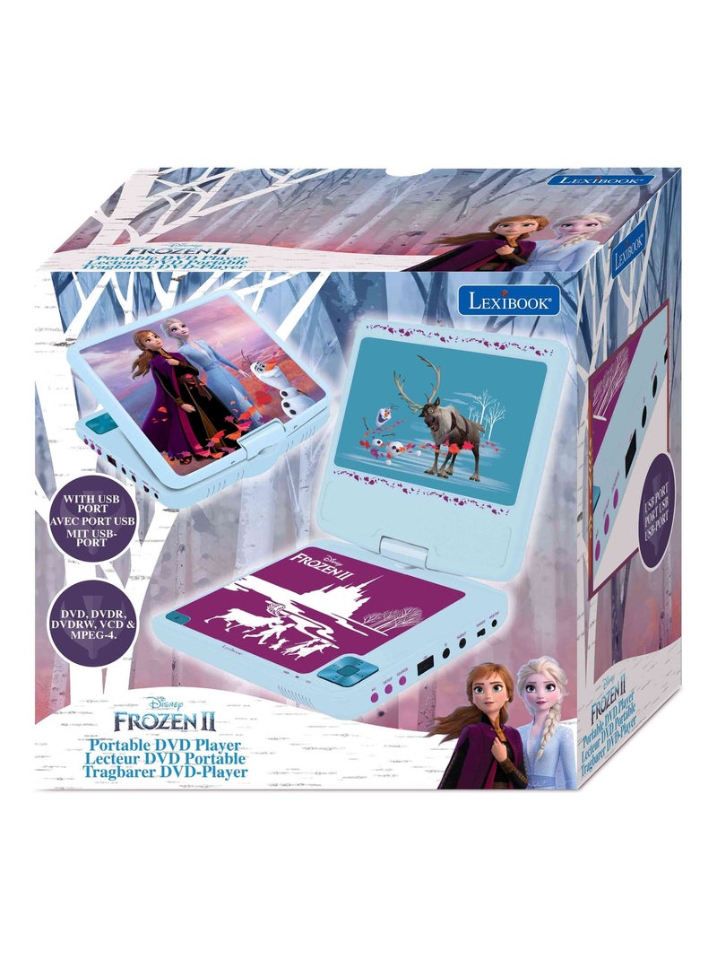 Lettore DVD portatile Frozen con schermo rotante da 7, porta USB e auricolari Blu - Kiabi