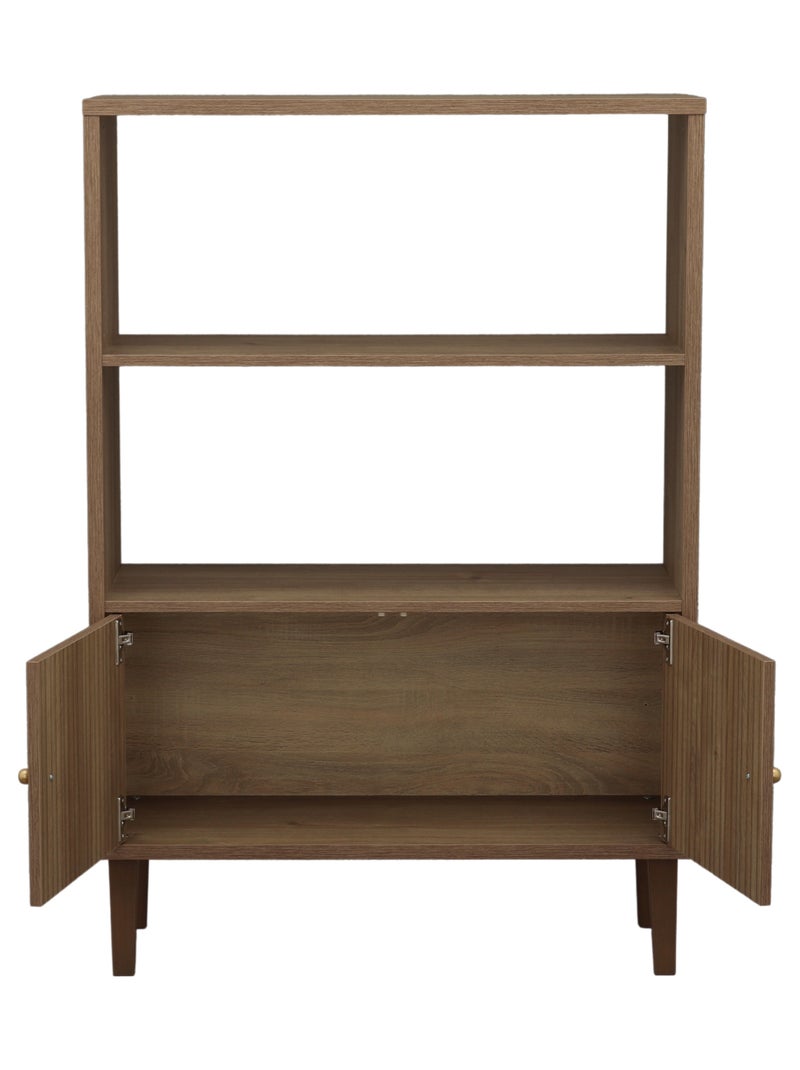 Libreria a 2 ante con dettaglio effetto legno testurizzato e gambe in - SAUTHON Marrone - Kiabi