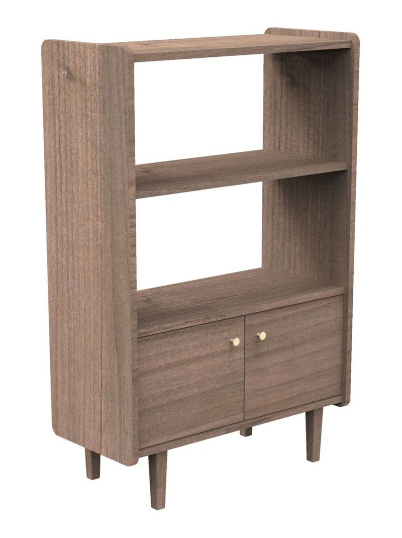 Libreria a 2 ante e 1 armadio in legno con pomelli in - SAUTHON Marrone - Kiabi