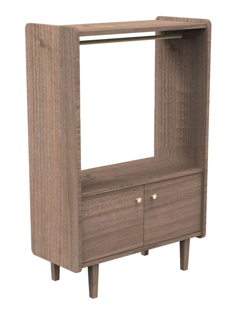 Libreria a 2 ante e 1 armadio in legno con pomelli in - SAUTHON Marrone - Kiabi