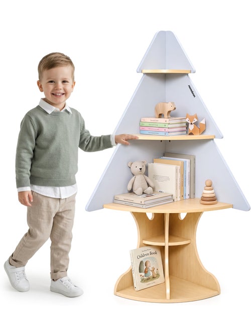 Libreria angolare bambini albero legno grigio portagiuochi mamabrum - Kiabi