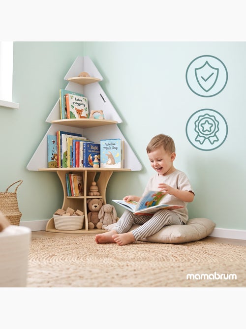 Libreria angolare bambini albero legno grigio portagiuochi mamabrum - Kiabi