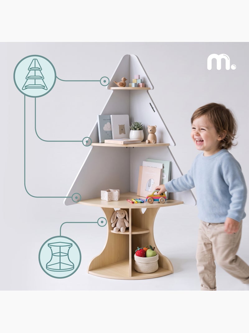 Libreria angolare bambini albero legno grigio portagiuochi mamabrum Marrone - Kiabi