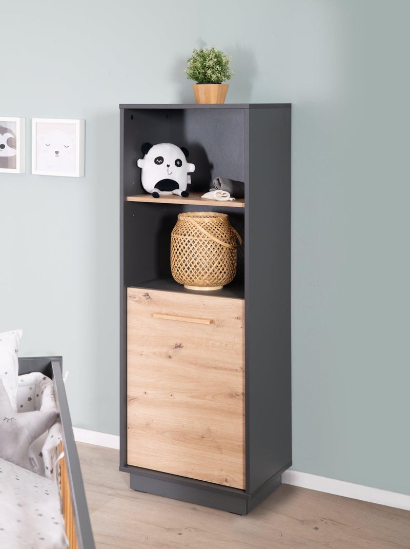 Libreria per bambini a colonna 1 anta 2 vani "Roba Lenn" Grigio antracite - Kiabi