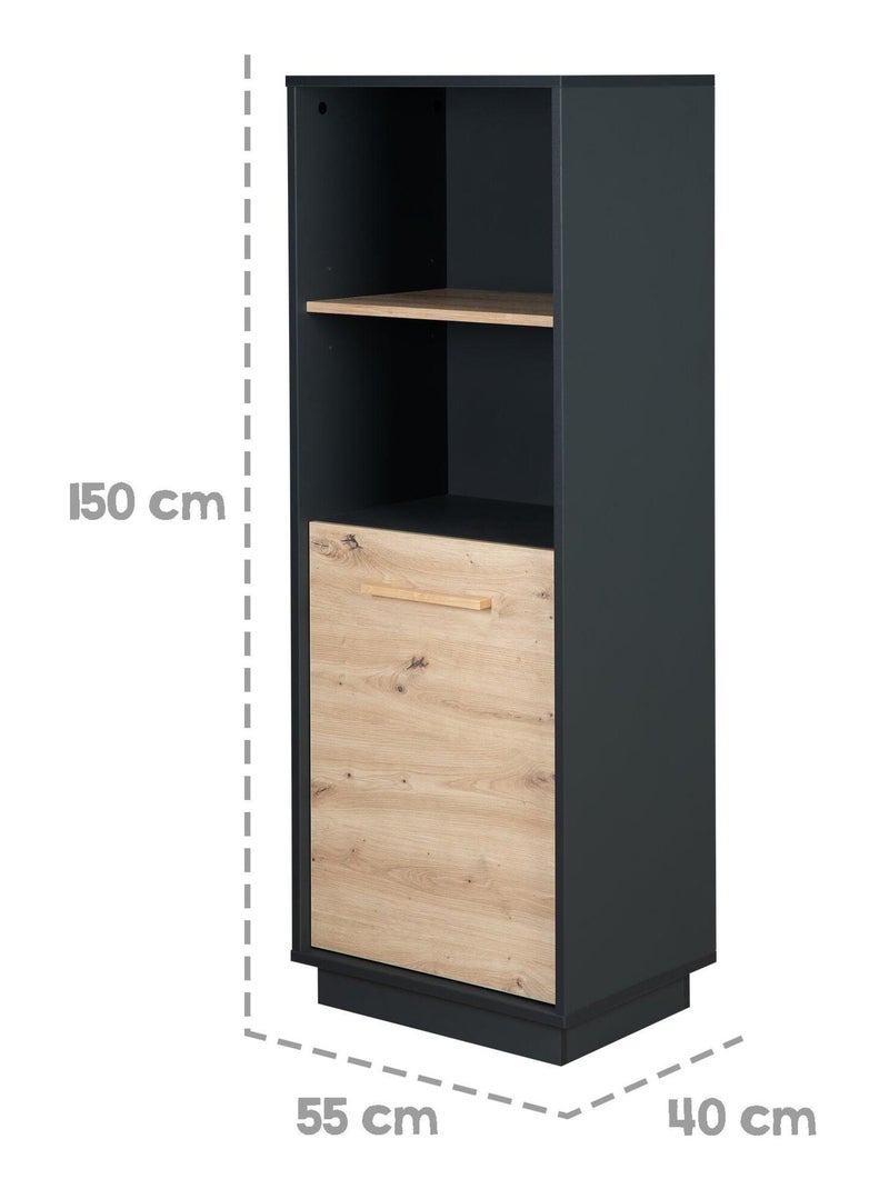Libreria per bambini a colonna 1 anta 2 vani "Roba Lenn" Grigio antracite - Kiabi