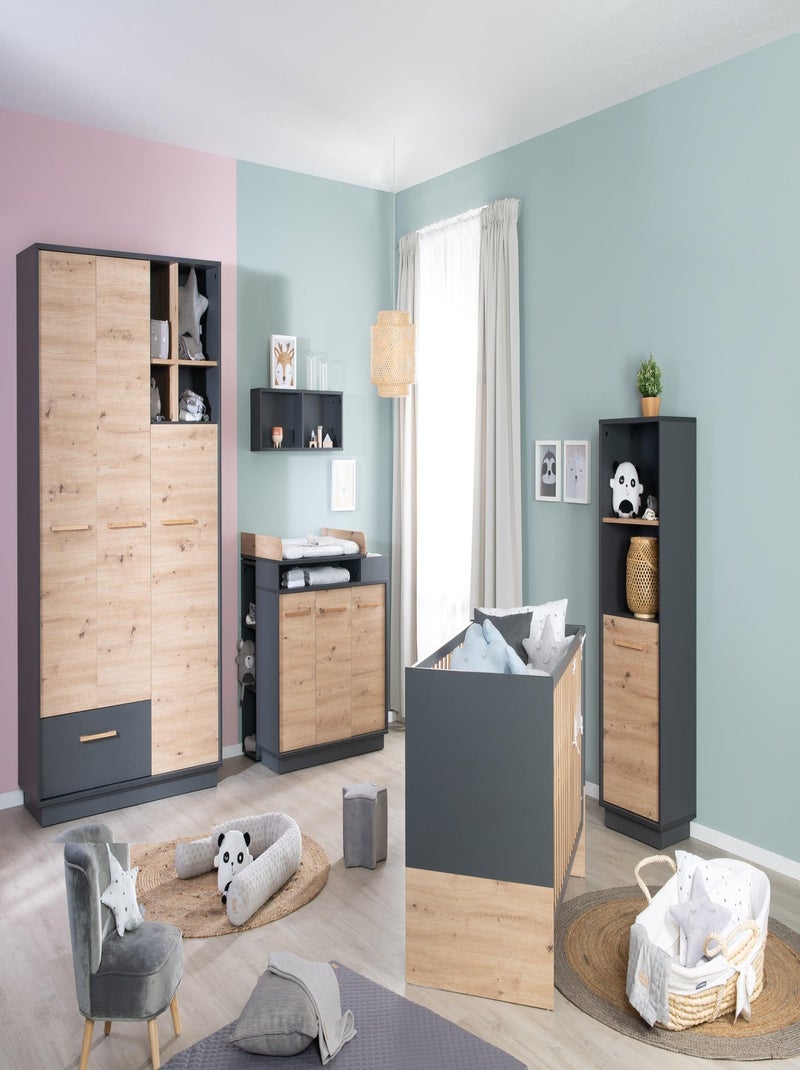 Libreria per bambini a colonna 1 anta 2 vani "Roba Lenn" Grigio antracite - Kiabi