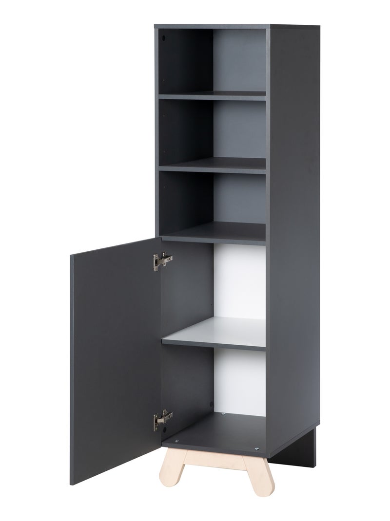 Libreria per bambini a colonna con anta e 3 vani "Roba Jara" Grigio antracite - Kiabi
