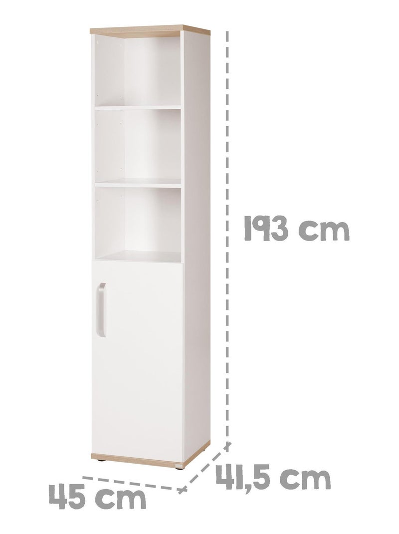 Libreria per bambini a colonna con anta e 3 vani "Roba Pia" Bianco - Kiabi