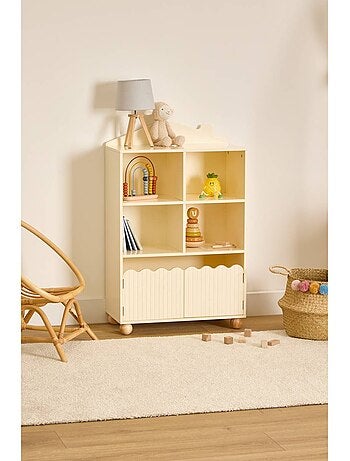 Libreria per bambini bouli 2 ante 4 contenitori beige 60x30x94,5 cm