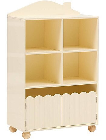 Libreria per bambini bouli 2 ante 4 contenitori beige 60x30x94,5 cm