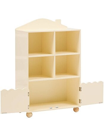 Libreria per bambini bouli 2 ante 4 contenitori beige 60x30x94,5 cm