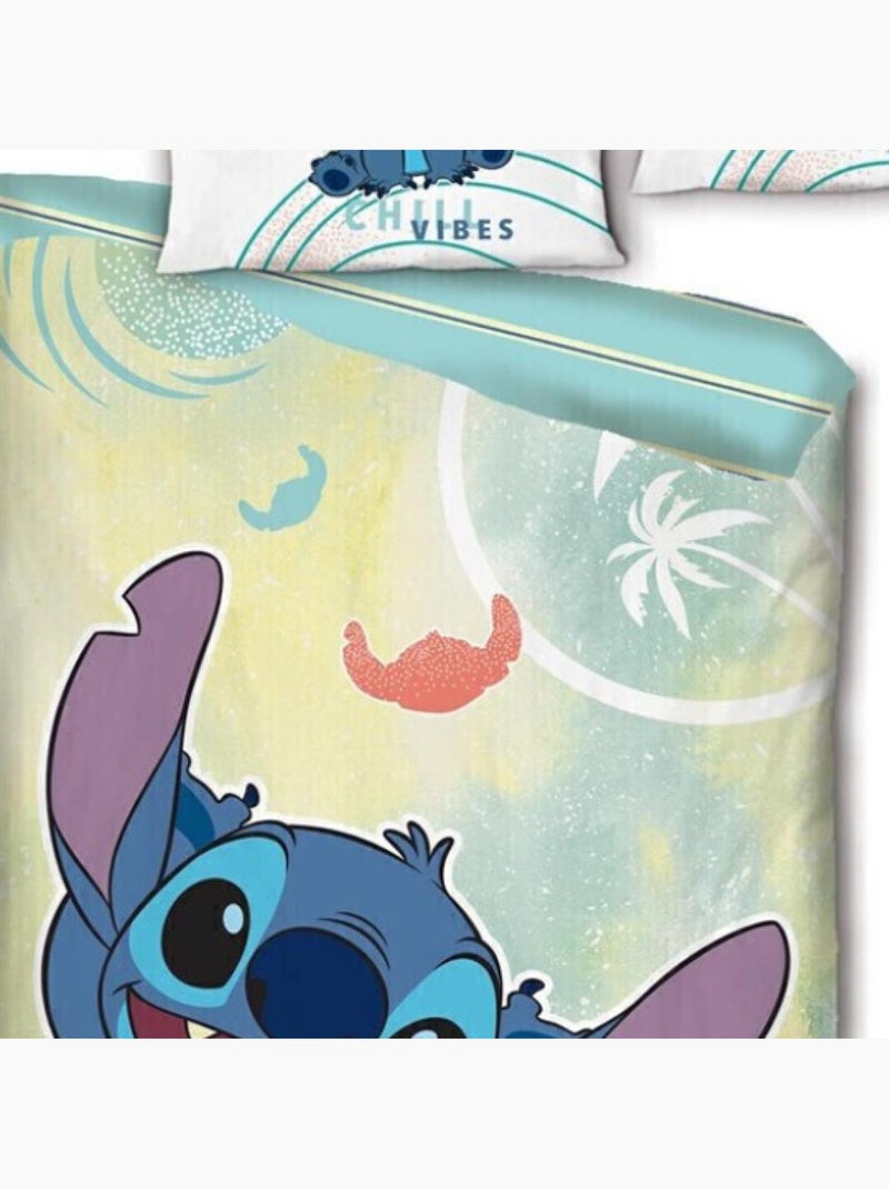 Lilo & Stitch, Parure Letto Bambino Stampata Reversibile 100% Cotone, VIBES Multicolore - Kiabi