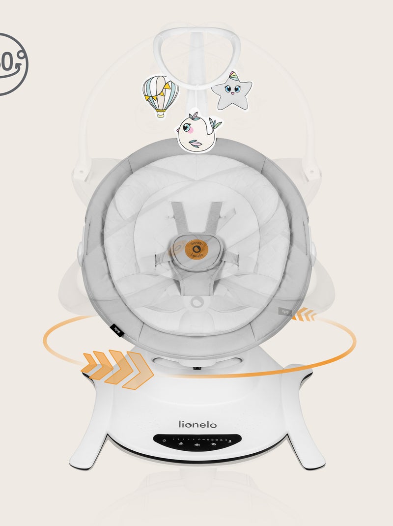 LIONELO Bella 360° Altalena elettrica - Leggera - 12 melodie - 6 modalità - Telecomando Grigio bianco - Kiabi