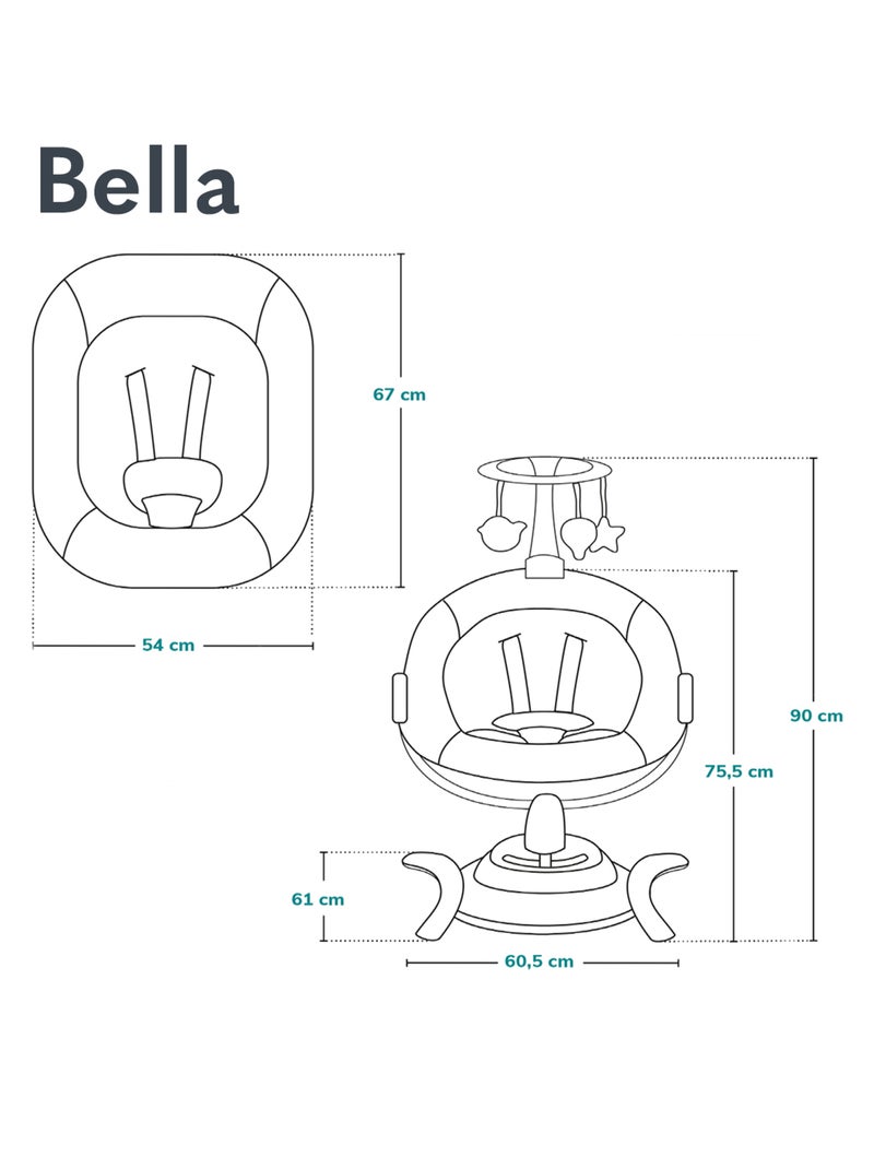 LIONELO Bella 360° Altalena elettrica - Leggera - 12 melodie - 6 modalità - Telecomando Grigio bianco - Kiabi