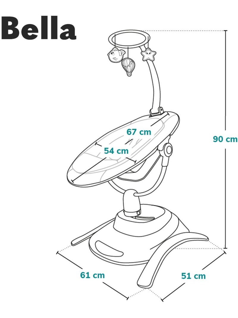 LIONELO Bella 360° Set altalena elettrica e culla - 12 melodie - 6 modalità - Telecomando Bianco Grigio Bianco - Kiabi