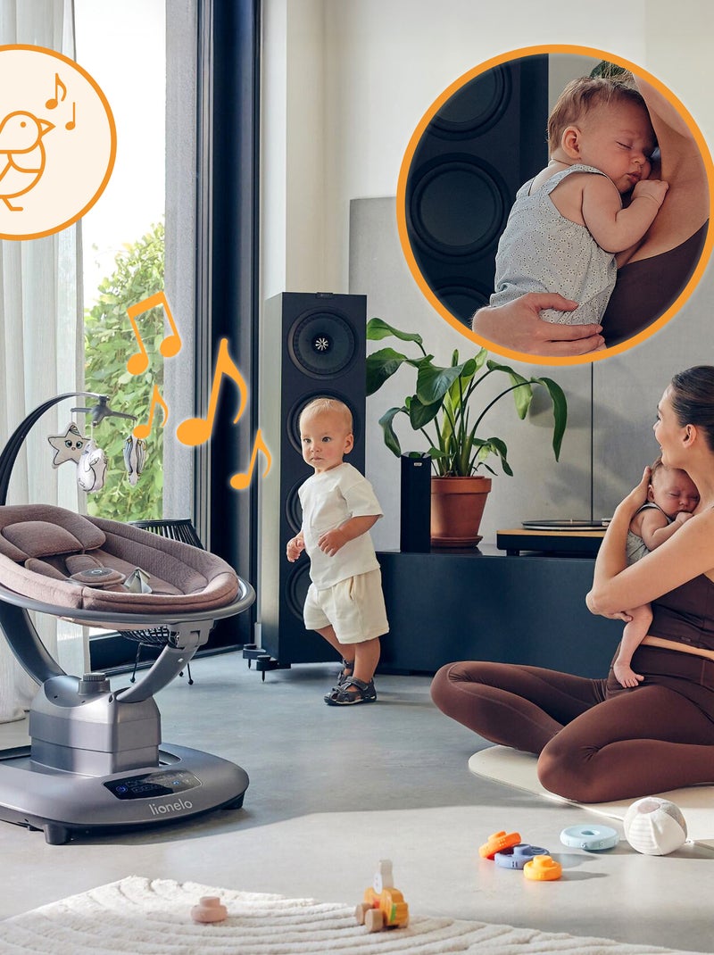 LIONELO Blossom Altalena/Sdraietta elettrica per bambini - Rivestimento in bambù al 60% - 5 moviment Rosa - Kiabi